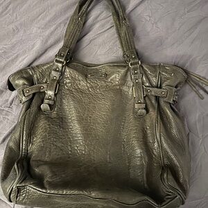 Ábaco Paris Lambskin Chic Olive Leather Tote Bag
